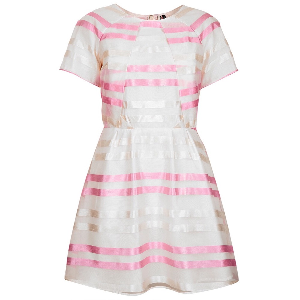 TopShop Candy Stripe Origami Mini Dress ~Off-White